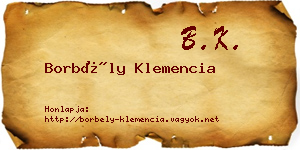 Borbély Klemencia névjegykártya
